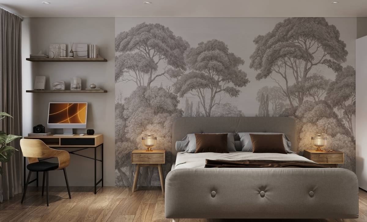 Wall mural in bedroom