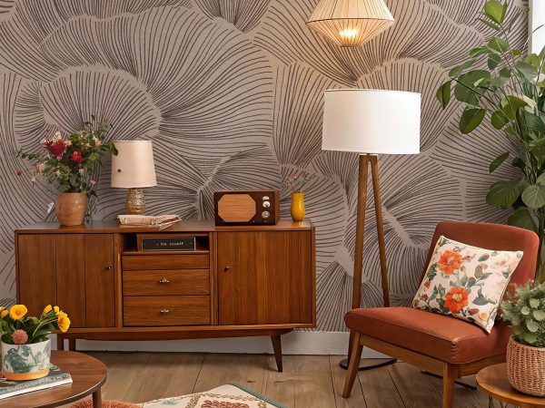 Aerisca, Soft Neutral Brown Petal Drift Wallpaper Mural