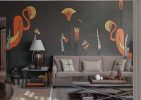 Ardea, Golden Hues and Flowing Flora Wallpaper Mural