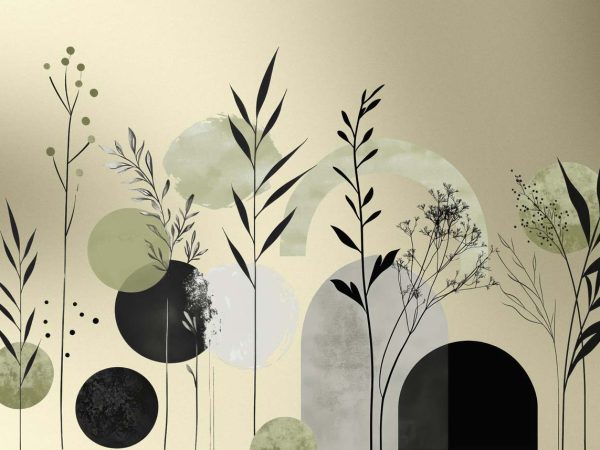 Aura, Sage & Olive Abstract Botanical Wallpaper