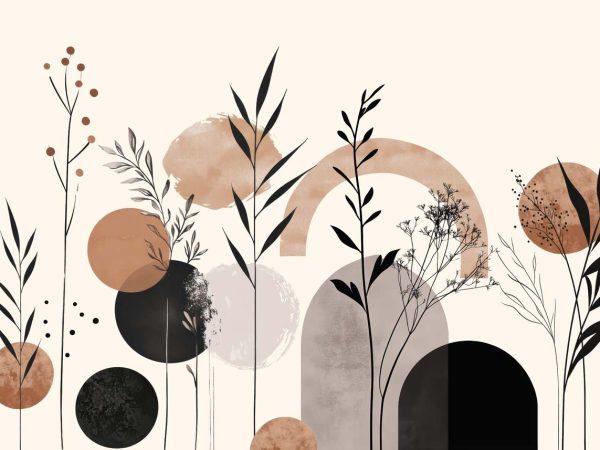 Aura, Terracotta & Sepia Abstract Botanical Wallpaper