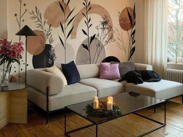 Aura, Terracotta & Sepia Abstract Botanical Wallpaper