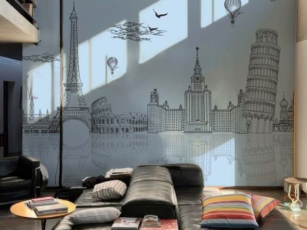 Aurelia, Ice Blue Global Landmarks Wallpaper Mural