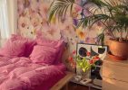 Blossom Bunnies, Whimsical Bunnies in a Pastel Floral Wonderland Wallpaper Mural