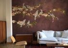 Blush in The Wild, Graceful Cockatoos on Blush Blooming Branches Wallpaper Mural