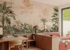 Botanical Paradise, Rustic Jungle Foliage Wall Mural