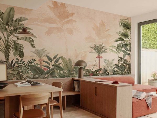 Botanical Paradise, Rustic Jungle Foliage Wall Mural