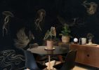 Celestide, Golden Sea Creatures in a Midnight Ocean Dreamscape Wallpaper Mural