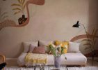Contemporary, Warm Abstract Flora Wallpaper Mural