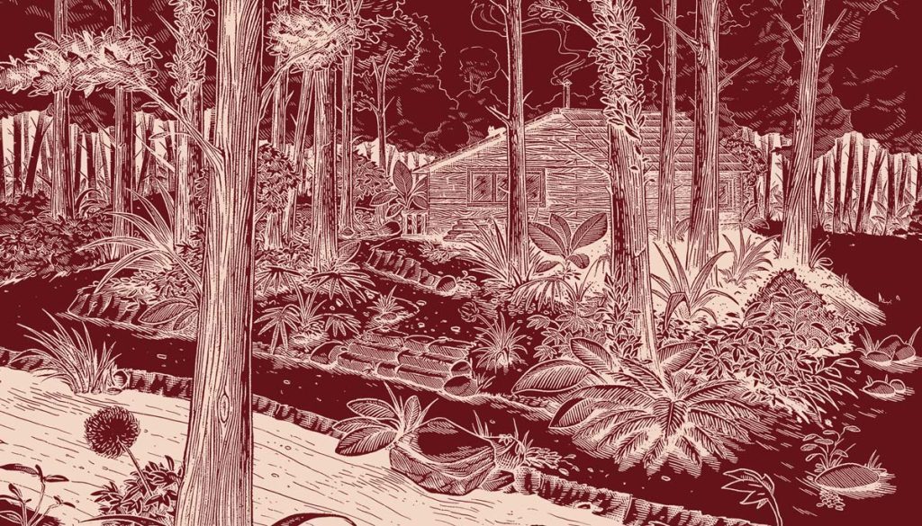 Crimson, Deep Forest Landscape Wallpaper Mural