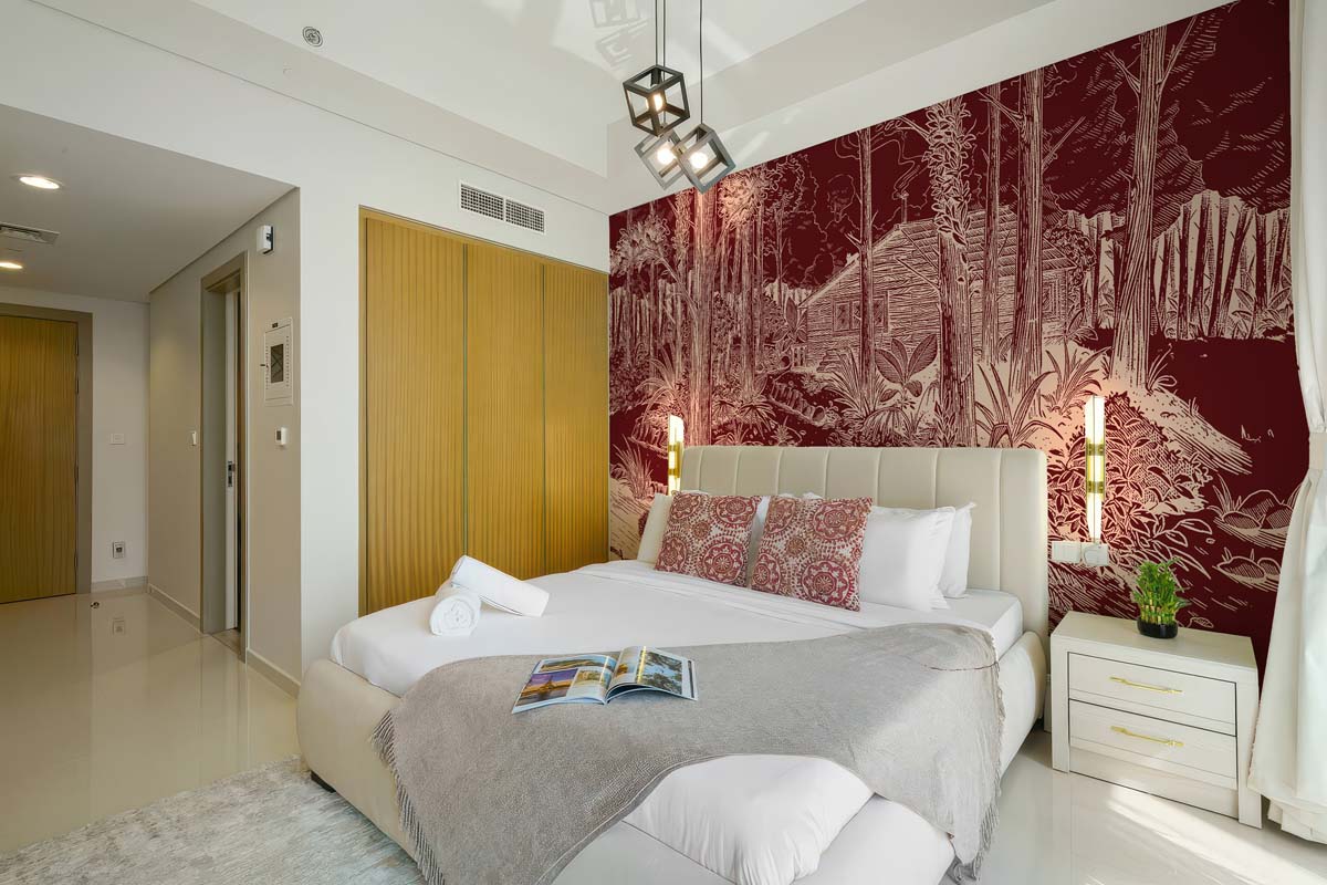Crimson, Deep Forest Landscape Wallpaper Mural