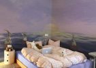 Echoes Edo, Dreamy Bunnies Adrift in Magic Hats on a Starlit Sea Wallpaper Mural M