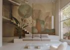 Ink Plumage, Earthy Botanicals in a Soft Abstract Harmony Wallpaper Mural M