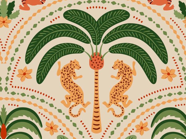 Jungle Reverie, Beige Whispering Palms in Daylight Wallpaper Mural