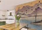 Lakesong, Watercolor Warm Pastel Sky Wallpaper Mural