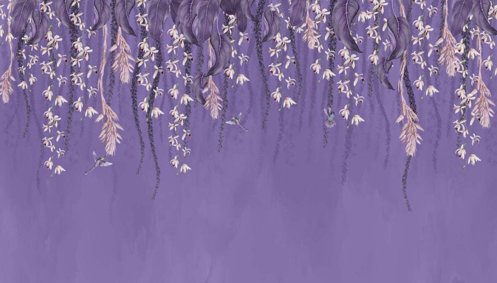 Lavender Canopy, Exotic Hanging Floral Vines Wallpaper Mural