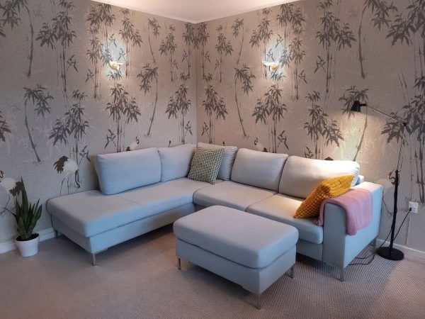 Mei, Gray Bamboo Crane Garden Wallpaper