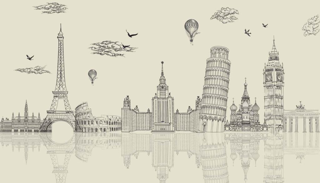 Aurelia, Cream Sand Global Landmarks Wallpaper Mural