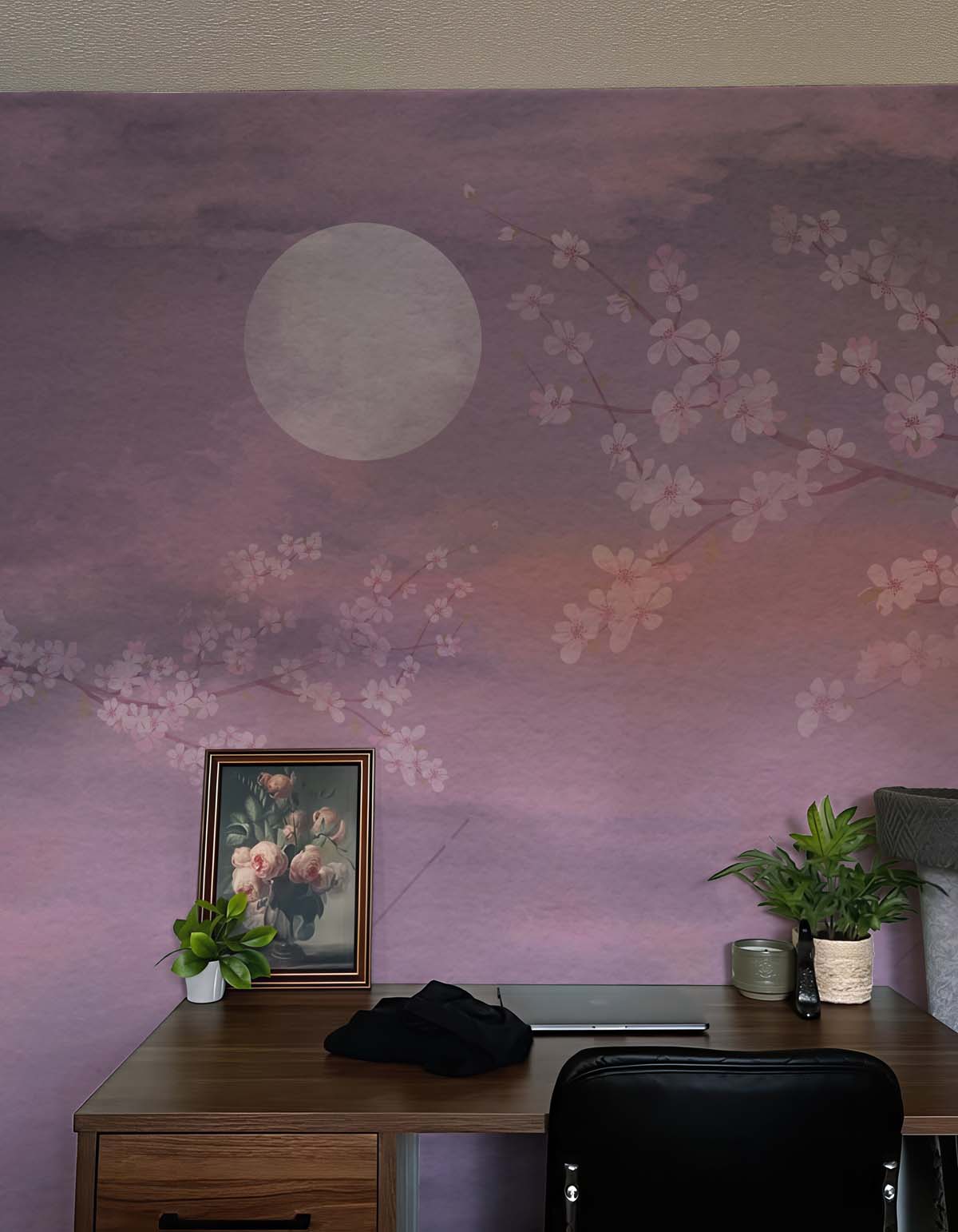 Sakura Drift, Wabi Sabi Water Whisper Mural
