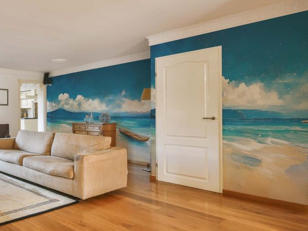 Seabrush, Painted Waves Sandy Textures Wallpaper Mural
