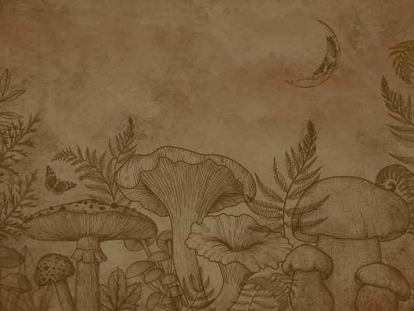 Slken Serenity, Vintage Nature Sketch Wallpaper Mural