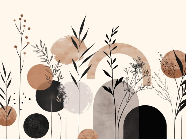 Soft Beige Botanic Aura Wallpaper Mural