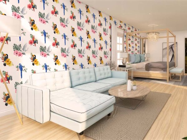 Zazu, Vivid Birds and Tropical Florals Wallpaper Mural