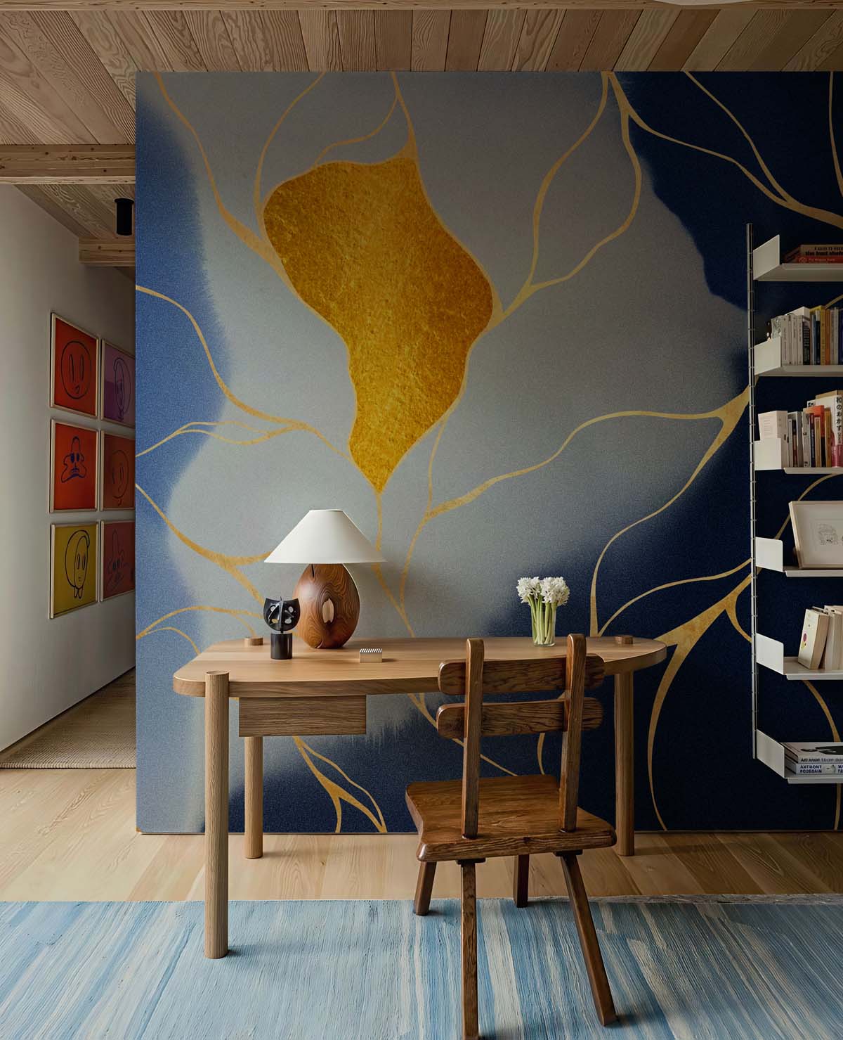 Veins, Rich Golden Lines Marble Mural